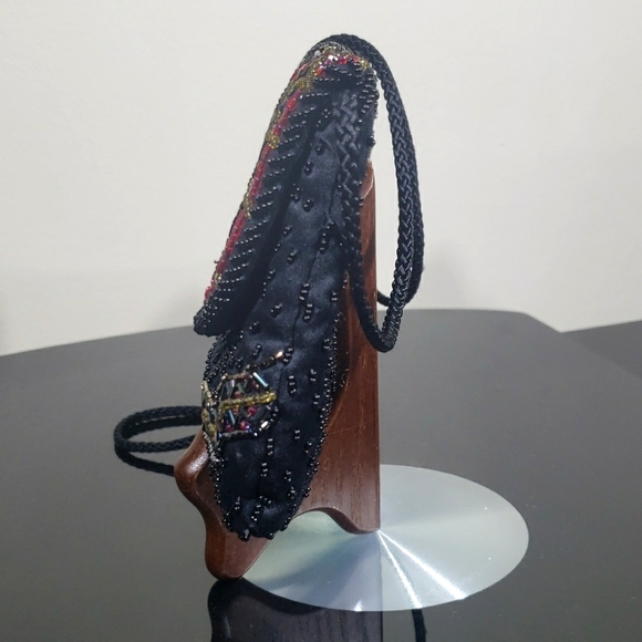 Vintage Art Deco Very So Cute Beaded Black Crossbody Mini Purse. Evening Bags. - Picture 3 of 12
